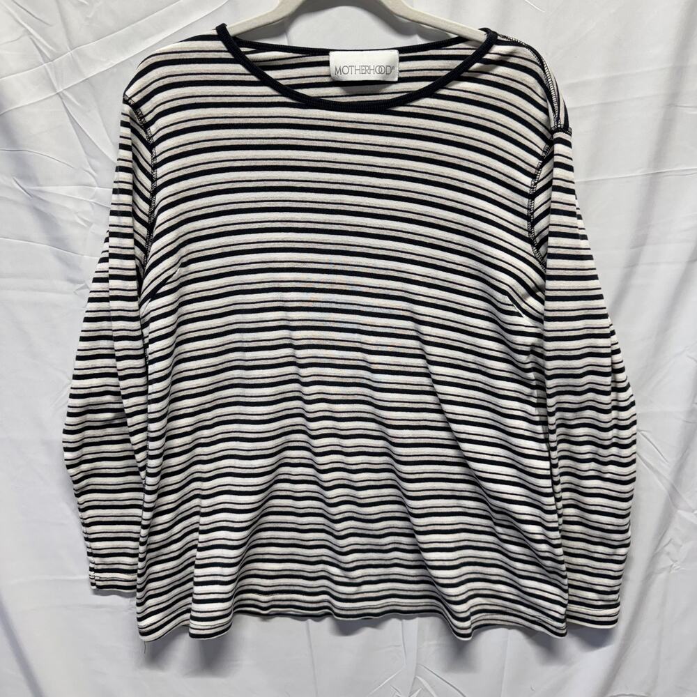 Motherhood Maternity Striped Long Sleeve Knit Top Size Large Neutral Everyday